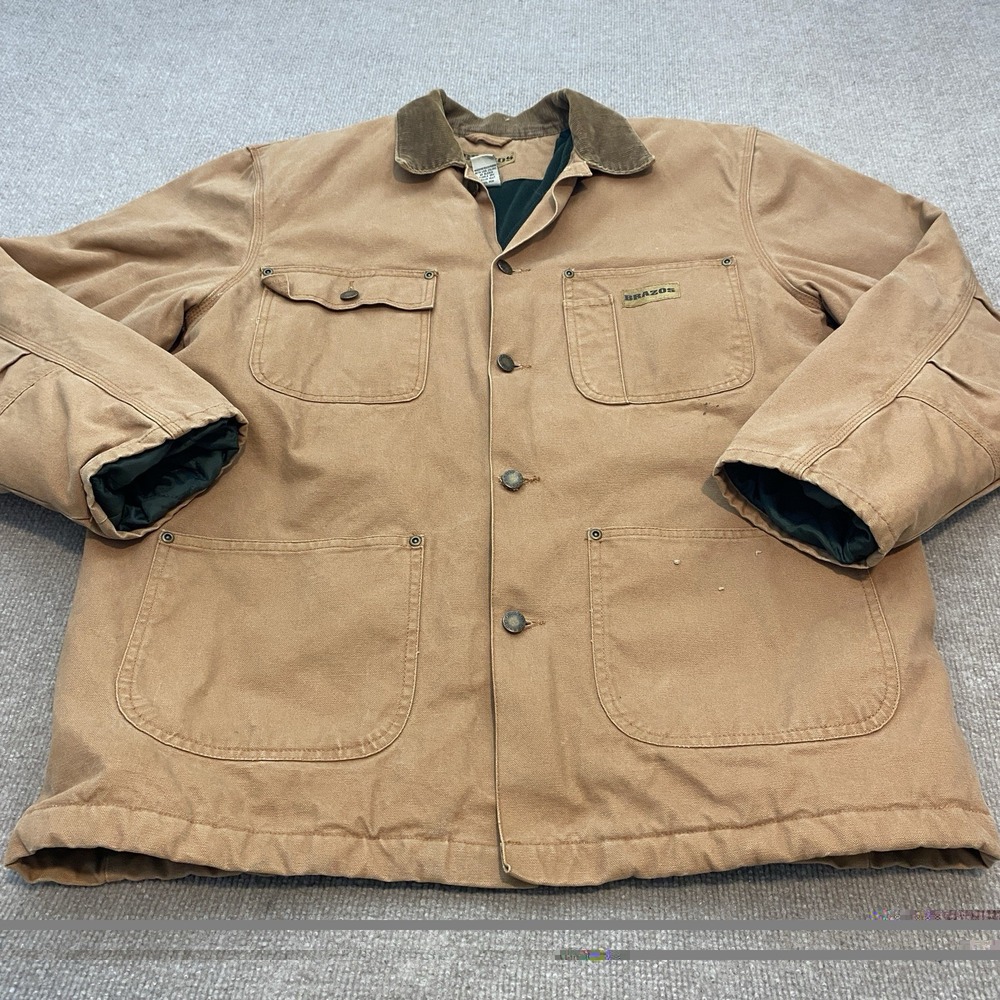 VTG Brazos Chore Coat Mens Large Quilt Lined Canvas Distressed Grunge Streetwear